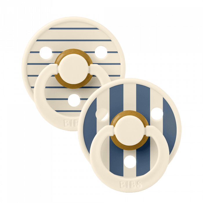BIBS Pacifier Studio Colour Pin Latex Size 1 Ivory Steel Blue Mix 2 Stk
