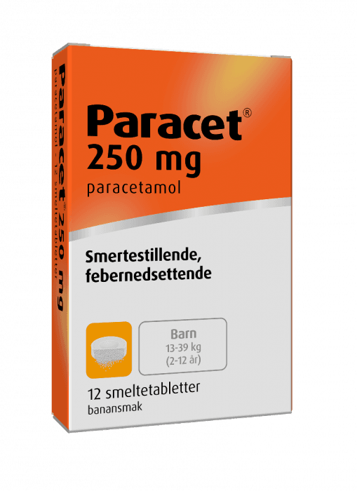 Paracet 250 mg smeltetabletter 12 stk