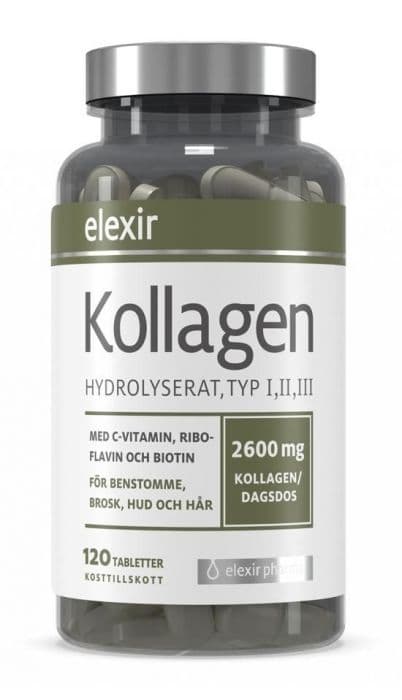 Elexir Pharma Kollagen hydrolysert type I, II og III tabletter 120 stk