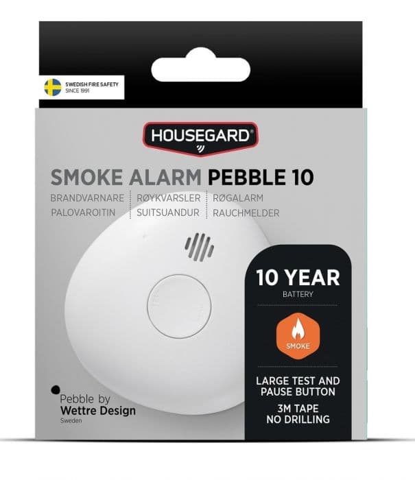 Housegard Pebble 10, røykvarsler m. inbyggt 10-års batteri