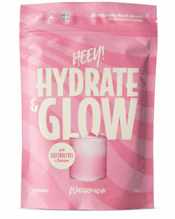 Heey! Hydrate & Glow Elektrolytter + Coll-egan® Vannmelon 240 g