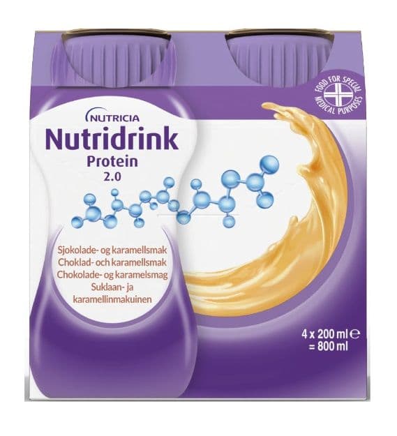 Nutridrink 2 kcal næringsdrikk karamell og sjokolade 4x200 ml
