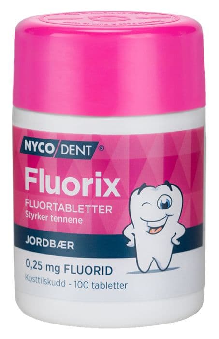 Nycodent Fluorix Jordbær 0,25 mg 100stk