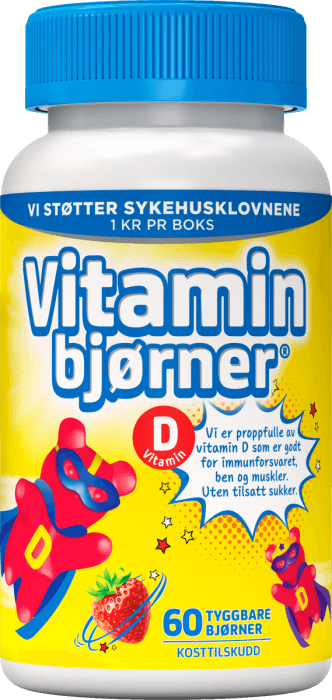 Vitaminbjørner D-Vitamin jordbærsmak 60 stk