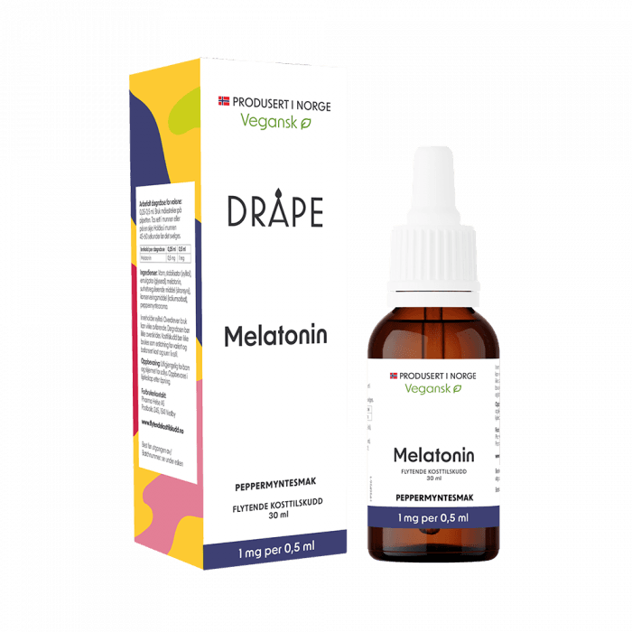 Dråpe flytende melatonin 1 mg/0,5 ml peppermyntesmak 30 ml