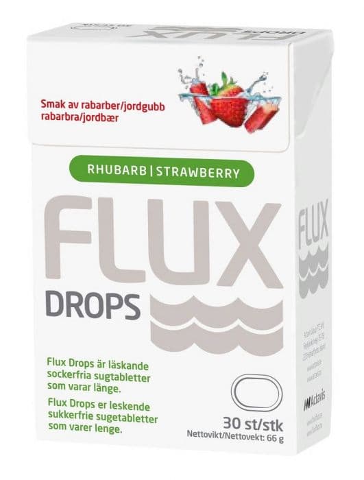 Flux Drops Jordbær & Rabarbra 30stk