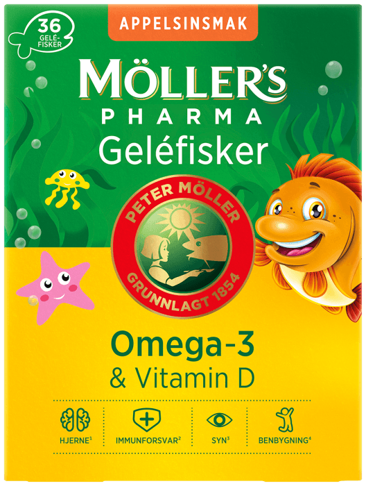 Möller’s Pharma Omega-3 og vitamin D geléfisker 36 stk