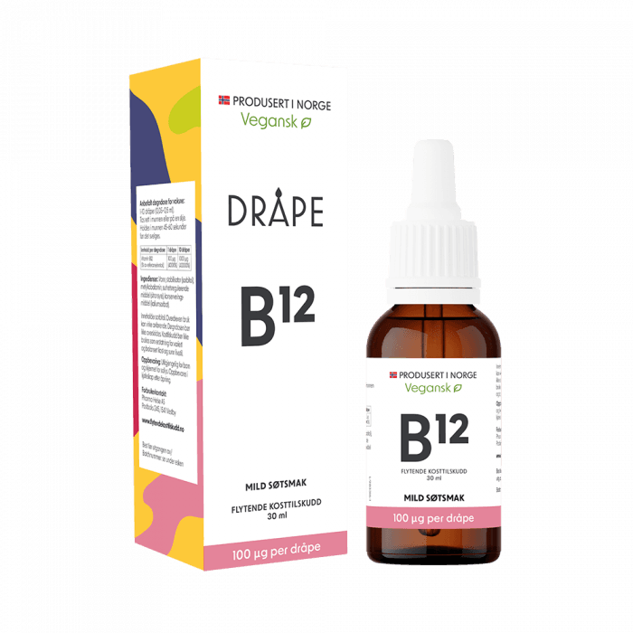 Dråpe flytende vitamin B12 100 mcg/dråpe mild søtsmak 30 ml