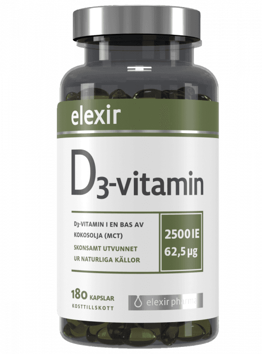 Elexir Pharma D3 Vitamin 2500 IE kapsler 180 stk