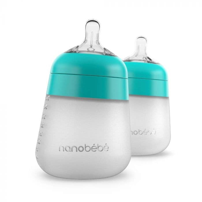 Nanobébé Flexy silikon tåteflaske myk turkis 270 ml 2 pk