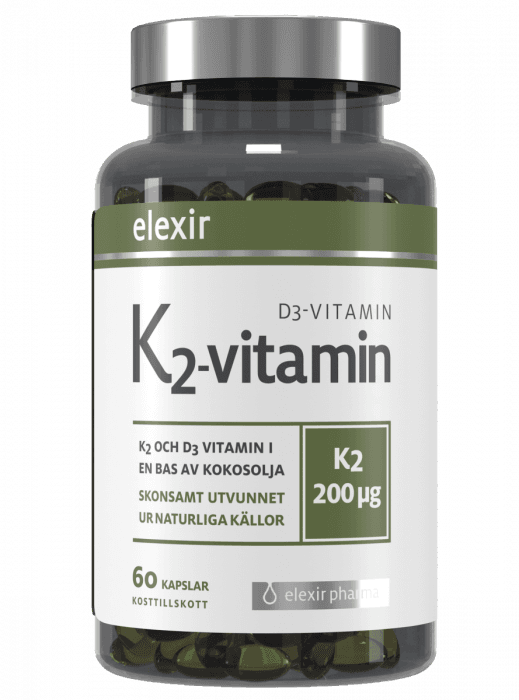 Elexir Pharma K2 + D3 200 mcg kapsler 60 stk