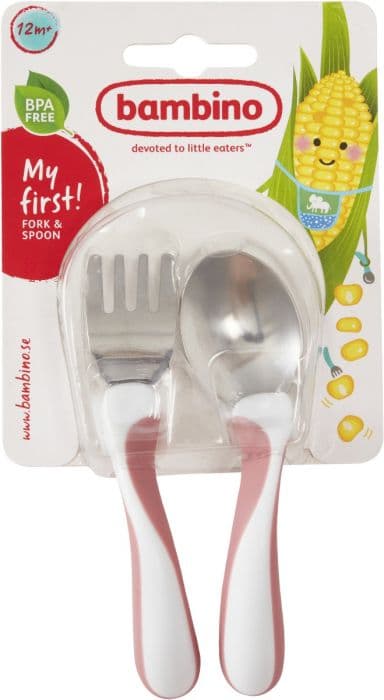 Bambino My First Spoon And Fork bestikksett kirsebærrød 1 sett