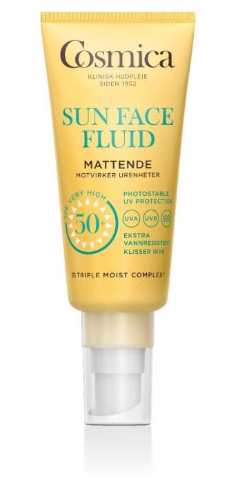 Cosmica Sun face fluid SPF50+ uten parfyme 40 ml