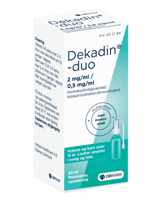 Dekadin-duo 2 mg/ml+0,5 mg/ml munnspray mentol 30 ml