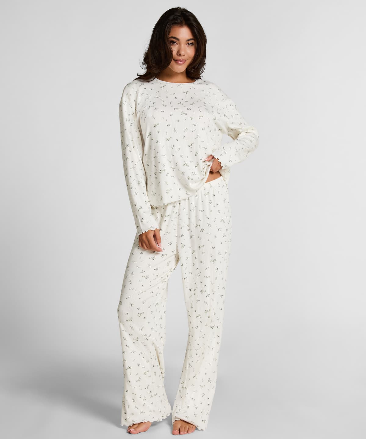 Pyjama Pant Loose Pointelle - Hvit