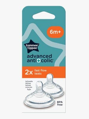 Tommee Tippee Anti-kolikk Start Fast Flow Flaskesmokk 2-Pakk