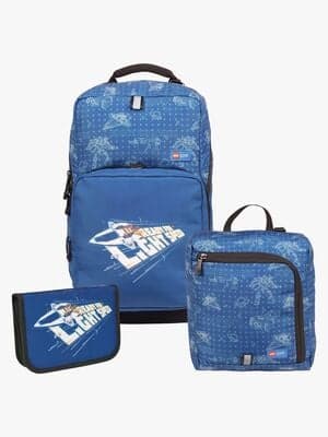 LEGO® City Space Explorer Veskesett 20,5L med Festbar Gympose & Fylt Pennal, Blå