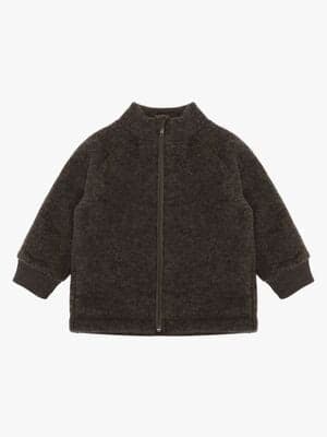 Mikk-Line Fleecejakke Merinoull, Dark Brown Melange