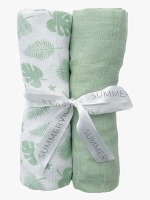 Summerville Organic Musselinteppe 2-Pakk, Tropical/Green