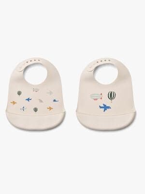LIEWOOD Tilda Mønstret Smekke Silikon 2-Pack, Aviator/Ecru