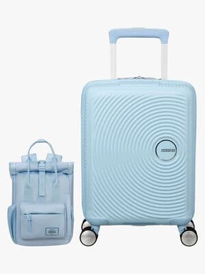 American Tourister Soundbox Mini Koffert 22L & Urban Groove City Ryggsekk 7L, Pastel Blue