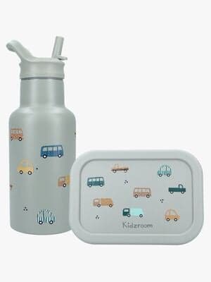 Kidzroom Stainless Steel Vannflaske & Silikon Matboks Sweet Cuddles, Grønn