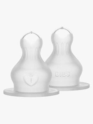BIBS Medium Flow Flaskesmokk Silikon 2-pack, Neutral