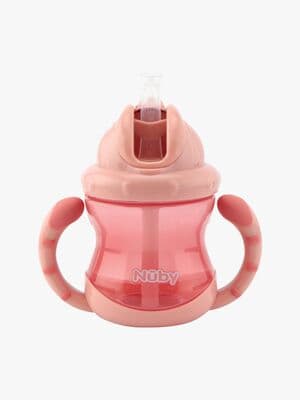 Nuby Twin Handle Flip It Kopp 240 ml +12 m, Rosa