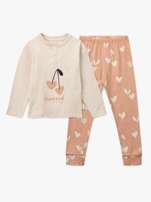 LIEWOOD Wilhelm Pysjsett, Heart/Sweetheart/Pale tuscany/mix