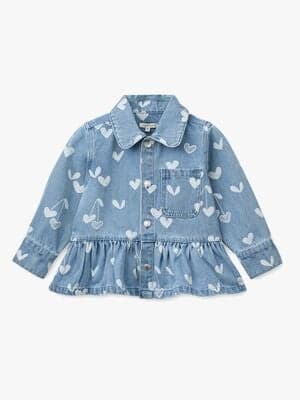 LIEWOOD Printed Denim Overtreksskjorte, Sweethearts/Light Blue Denim