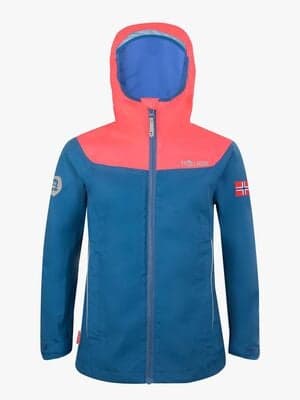 Trollkids Bergen Regnjakke, Midnight Blue/Coral