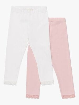 Petite Chérie Atelier Amandine Leggings 2-Pack, Pink/White
