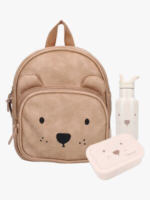 Kidzroom Beary Excited Ryggsekk 5L, Flaske & Matboks, Sand