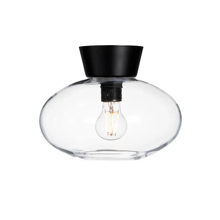 Bullo plafond klart glass Ø27 cm, Mattsvart