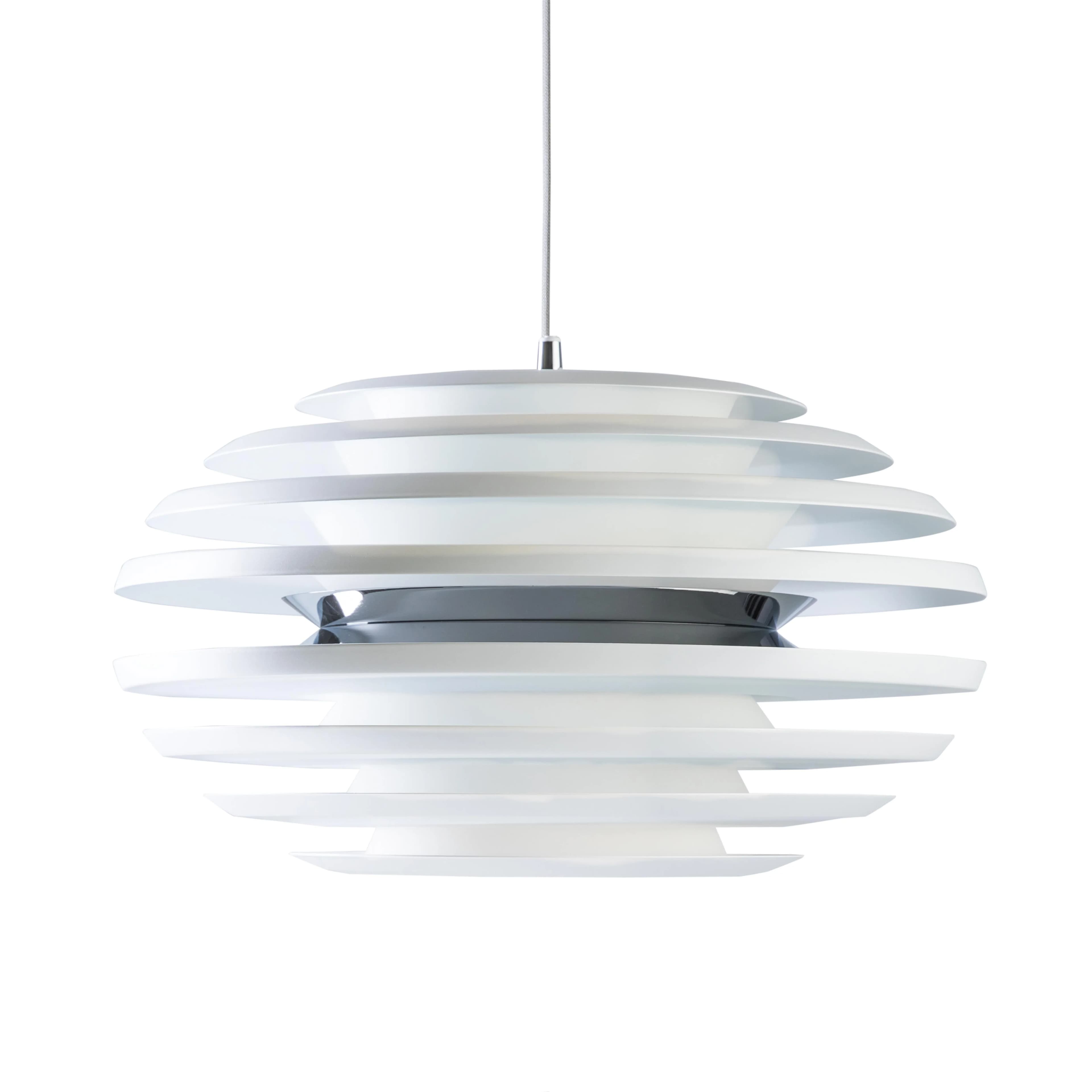 Ellipse taklampe, matt hvit, krom