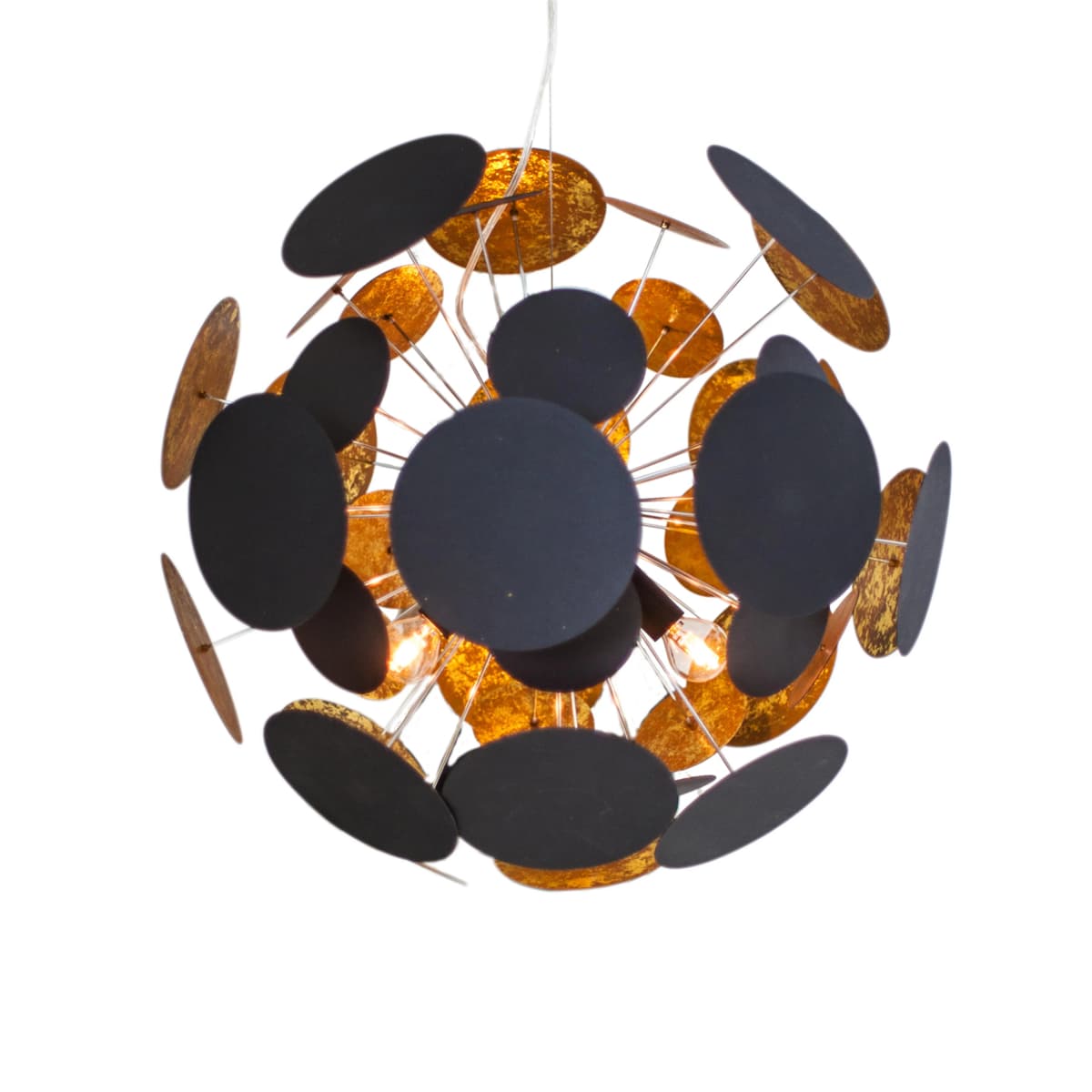 Planet taklampe 50 cm, svart-gull