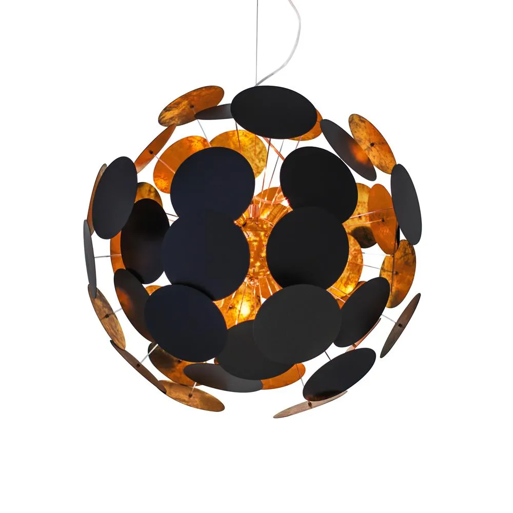 Planet taklampe 66 cm, sort-gull