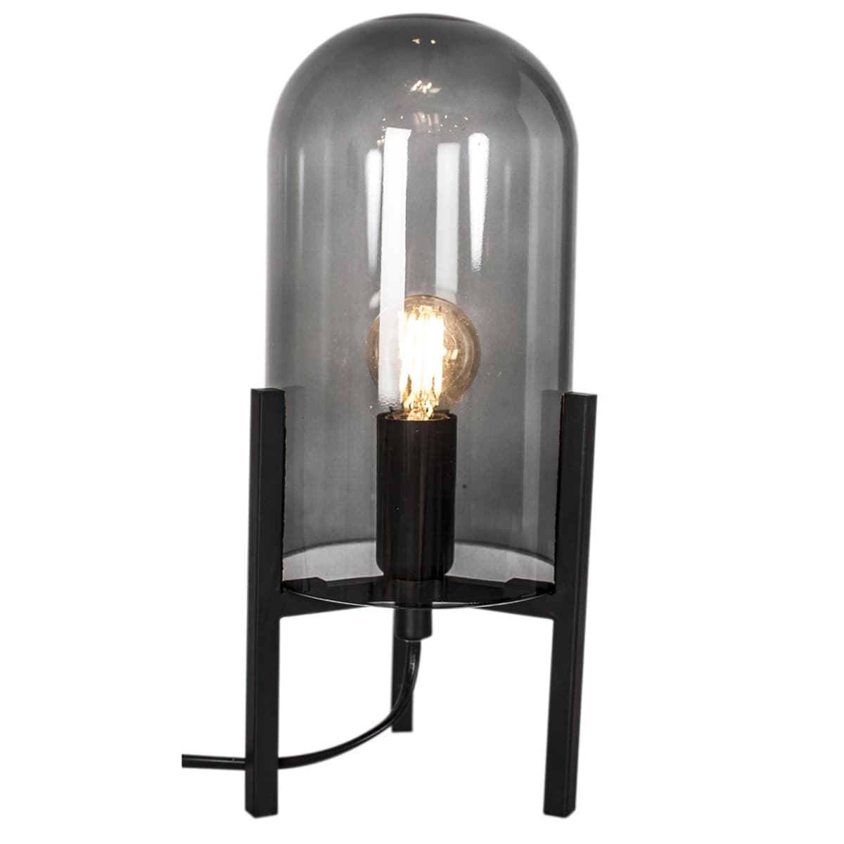 Smokey bordlampe, røyket grå, svart