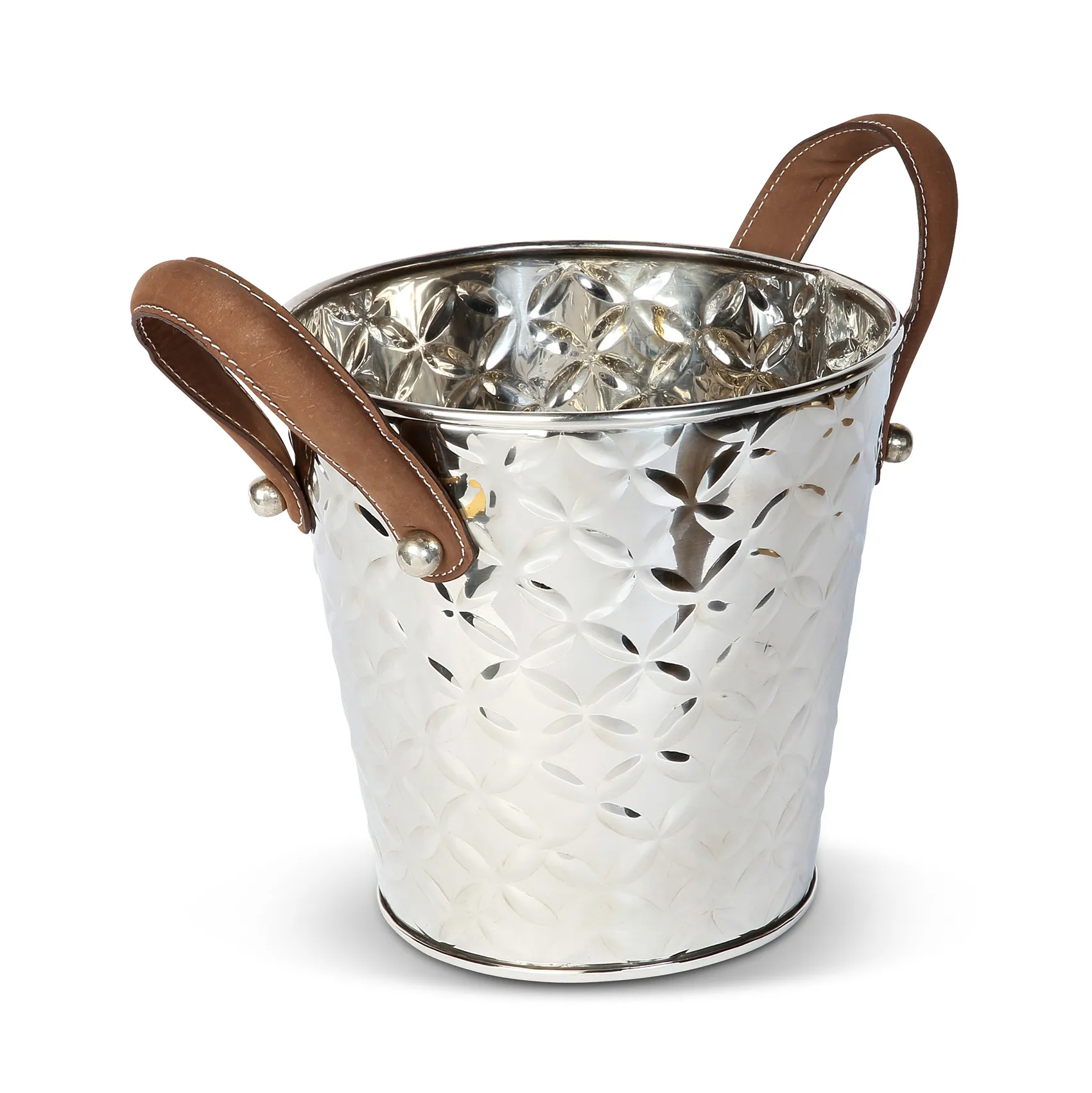 French Fleur vinkjøler med lærhank, Rustfritt stål