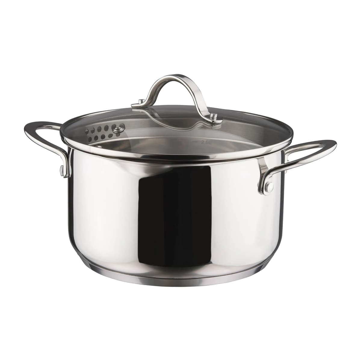 Kosmo gryte med glasslokk 22 cm 3 L, Rustfritt stål