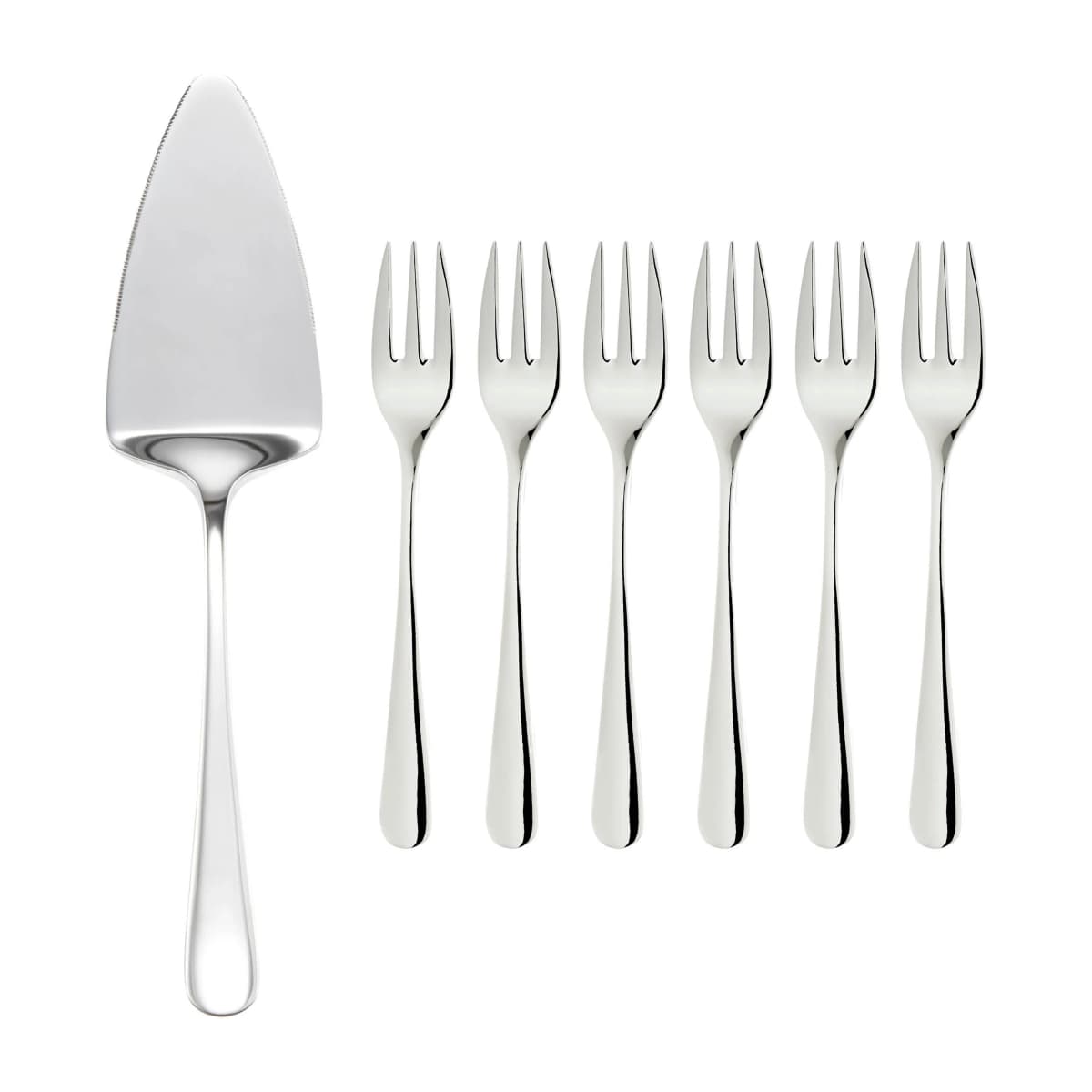 Sallie serveringssett kakegaffel 6 stk. og kakespade, Rustfritt stål