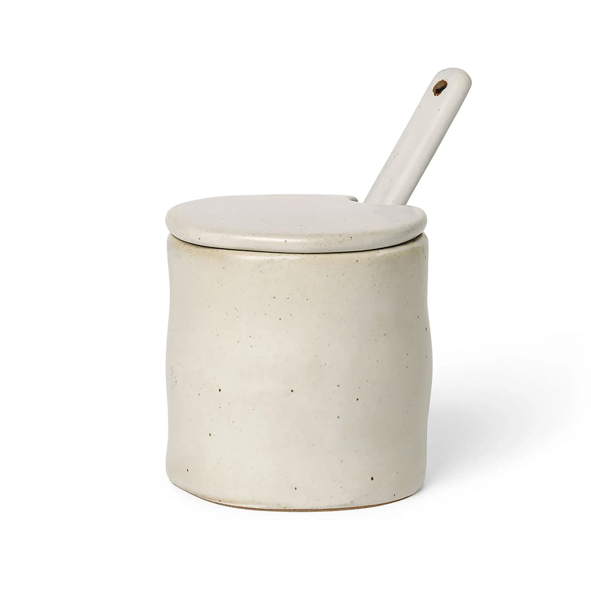 Flow syltetøykrukke med skje, Off-white speckle