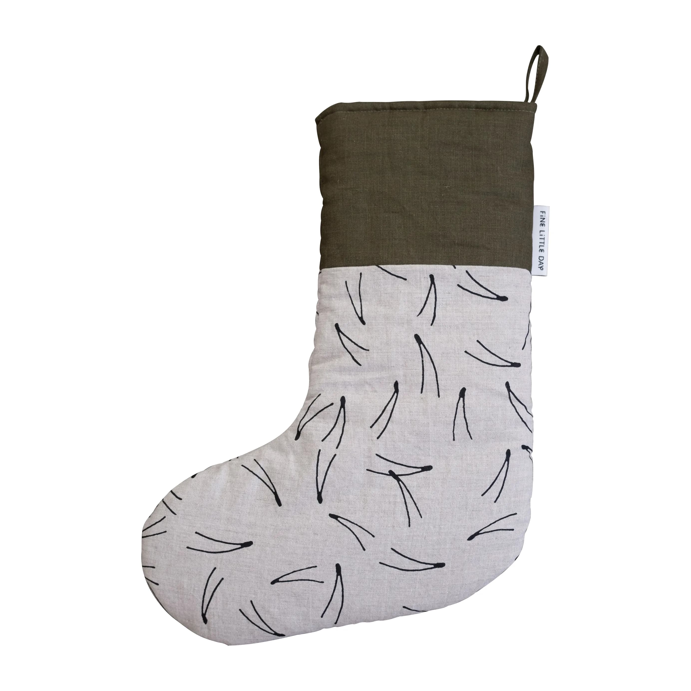 Barr julestrømpe 40 cm, Sort-grønn-natur