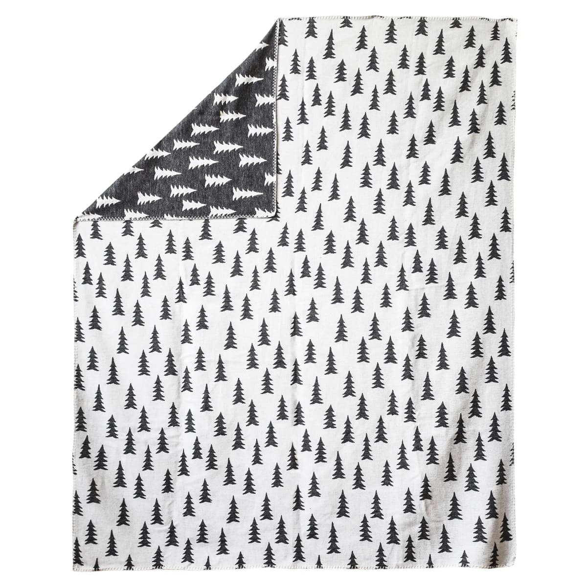 Gran vevd pledd 140x180 cm, Svart-hvit