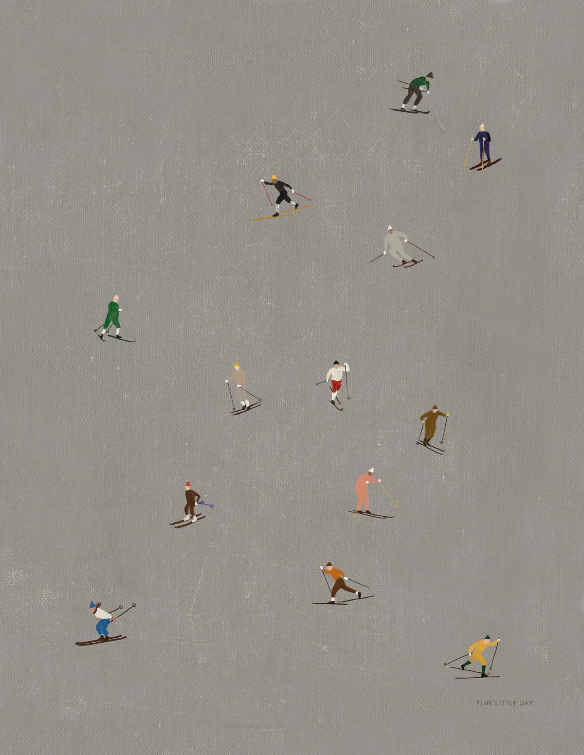 Skiers poster 40x50 cm, Grå