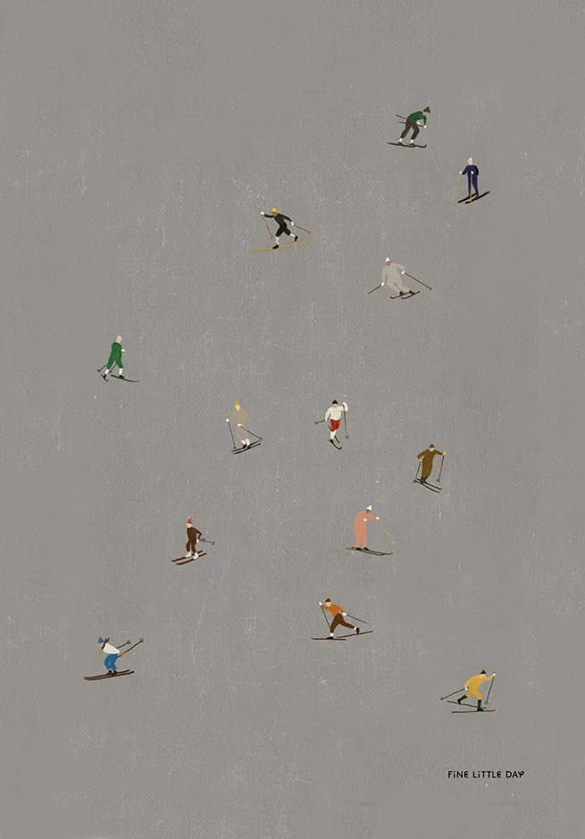 Skiers poster 50x70 cm, Grå