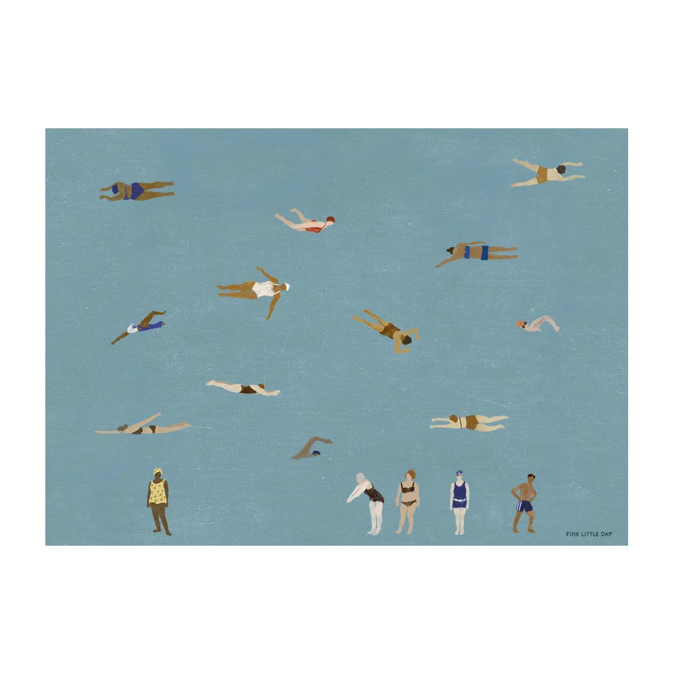 Swimmers poster, Blue, 50x70 cm