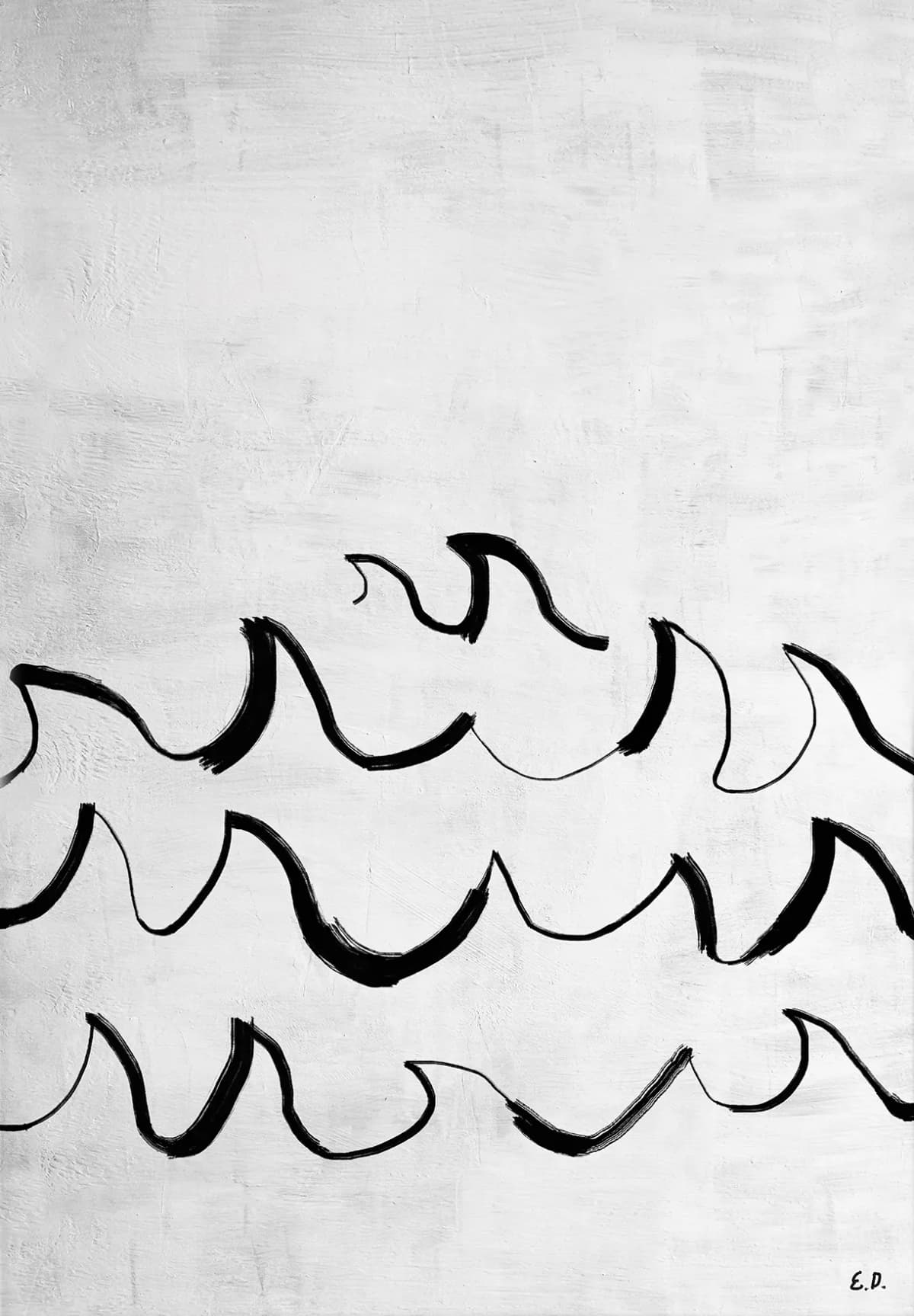 Wave plakat 50 x 70 cm, Svart-hvit