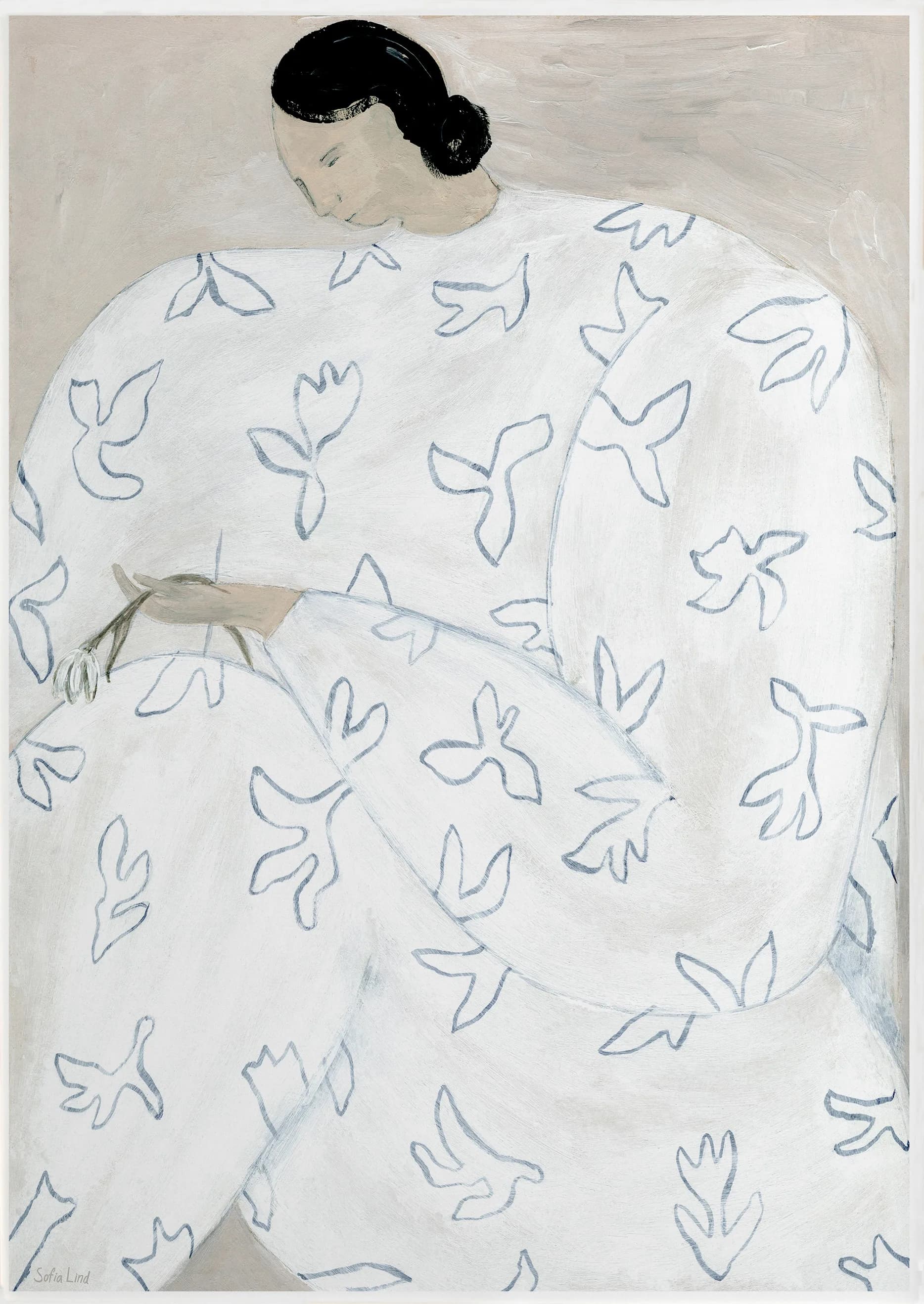 White Flower plakat 50 x 70 cm, Nude