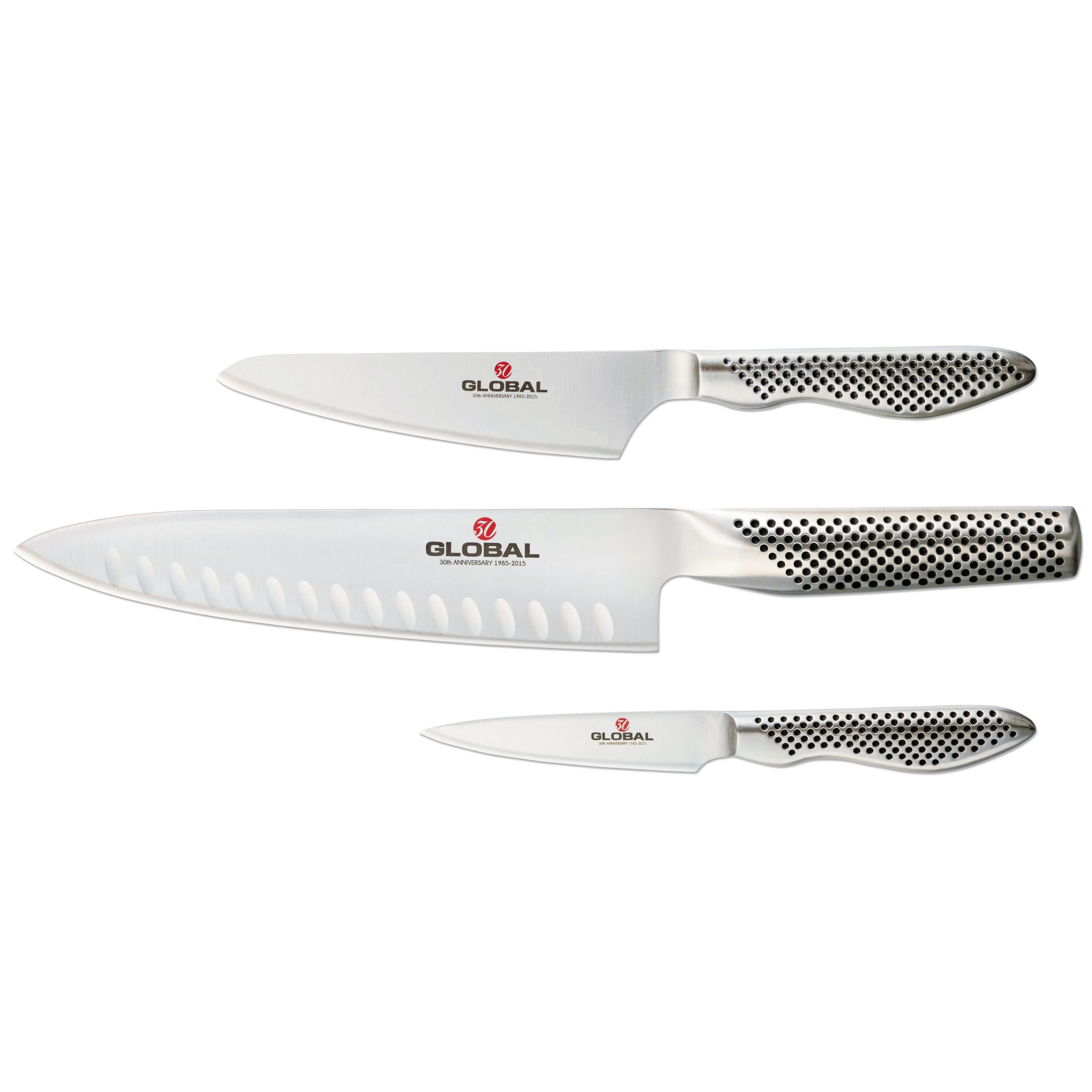 Global G-773889 knivsett 30-års jubileum, 3 kniver, Rustfritt stål